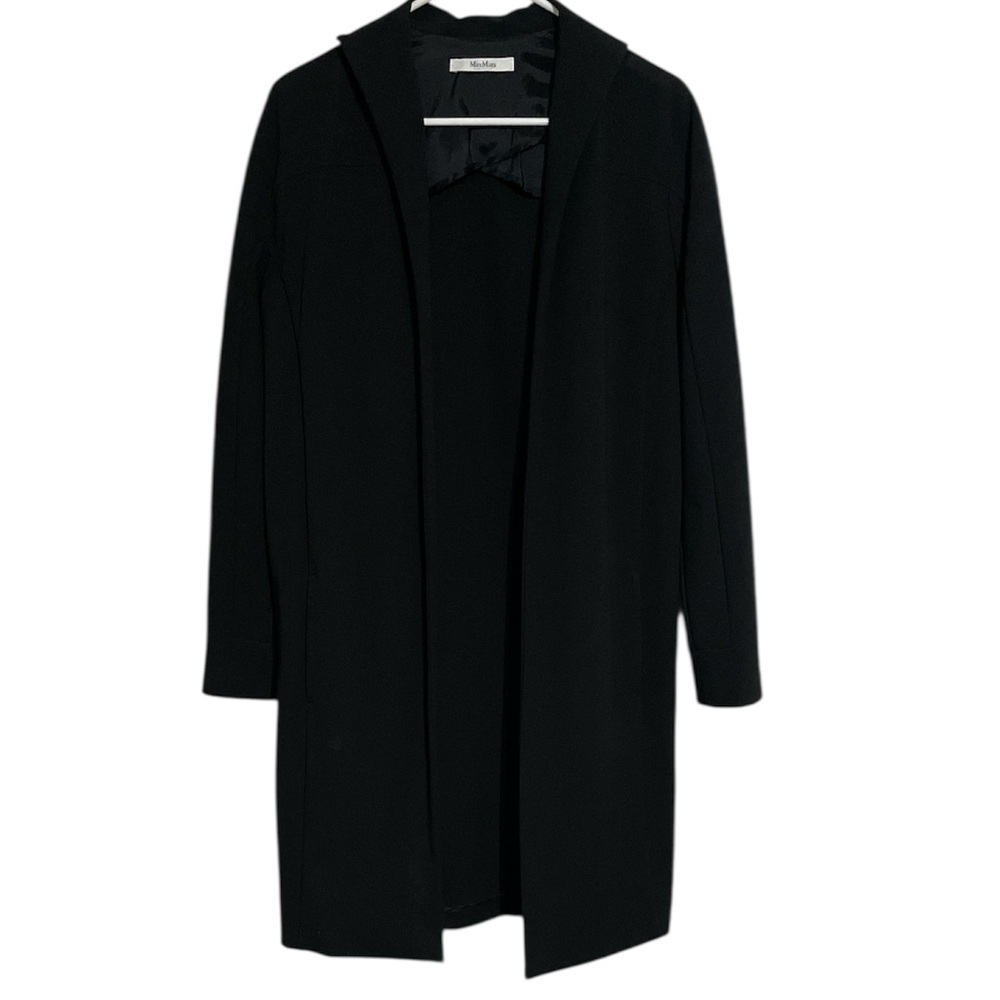 Max Mara women’s Black viscose open face duster/blazer with pockets - Picture 3 of 11